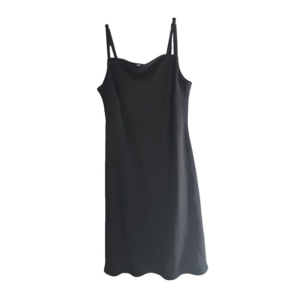 Y2K VTG Preppy Evan Picone Black Strappy Party A-Line Dress Womans Size 10P - Picture 1 of 4